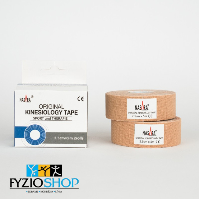 Nasara Kinesio Tejp 2,5 cm × 5 m béžová – kineziologická páska na svaly, šľachy a kĺby