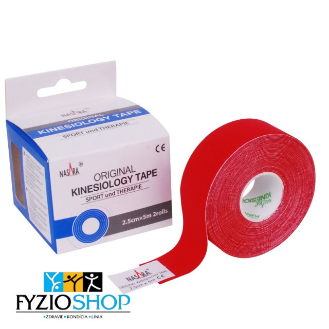 nasara tejp kinezio uzky cerveny 2,5cm